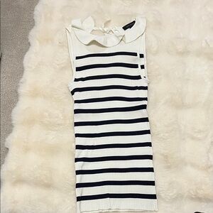 Ann Taylor Navy and White Striped Nautical Top Size Medium